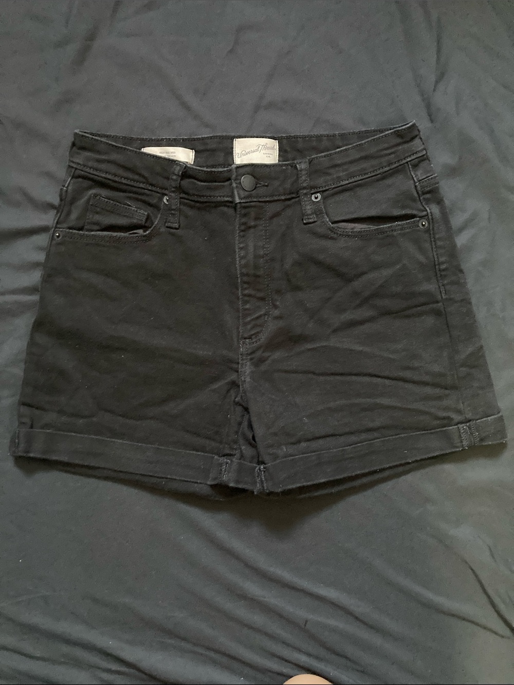 Universal Thread High Waisted Shorts Black Cuff Hem Denim Size 8